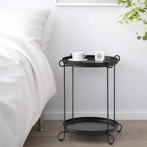 IKEA - LIVELYCKE, tray table, black, 50x54 cm