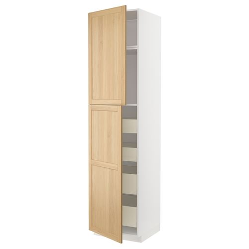IKEA - METOD/MAXIMERA, kitchen high cabinet, FORSBACKA oak, 60x60x240 cm