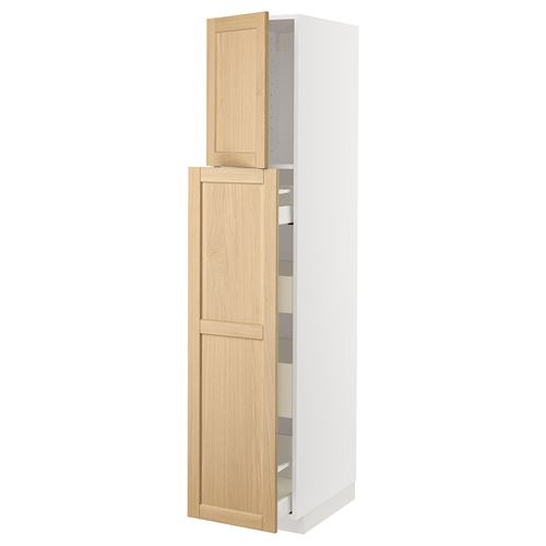 IKEA - METOD/MAXIMERA, kitchen high cabinet, FORSBACKA oak, 40x60x200 cm