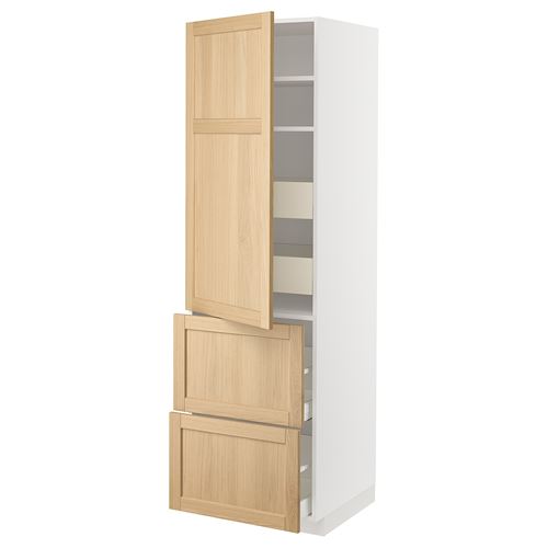 IKEA - METOD/MAXIMERA, kitchen high cabinet, FORSBACKA oak, 60x60x200 cm