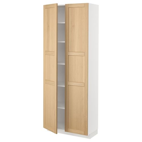 IKEA - METOD, kitchen high cabinet, FORSBACKA oak, 80x37x200 cm