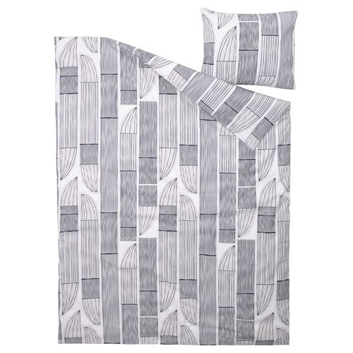 IKEA - BERGKORSÖRT, single duvet cover sets, grey/white, 150x200/50x60 cm