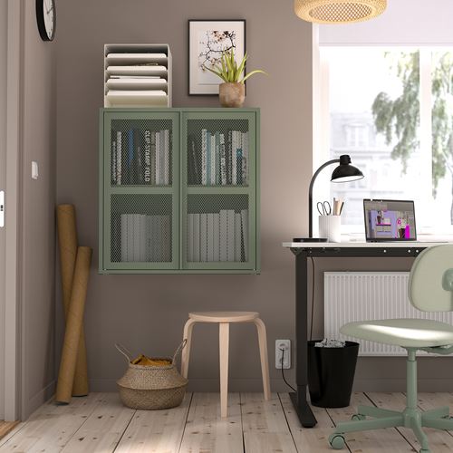 IKEA - IVAR, cabinet with door, grey-green, 80x83 cm