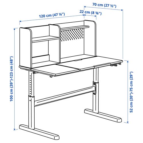 IKEA - BERGLARKA, çocuk çalışma masası, beyaz, 100x70 cm