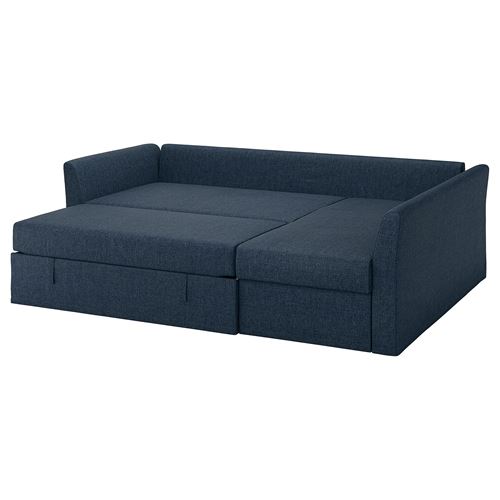 IKEA - HOLMSUND, corner sofa-bed with storage, kilanda dark blue