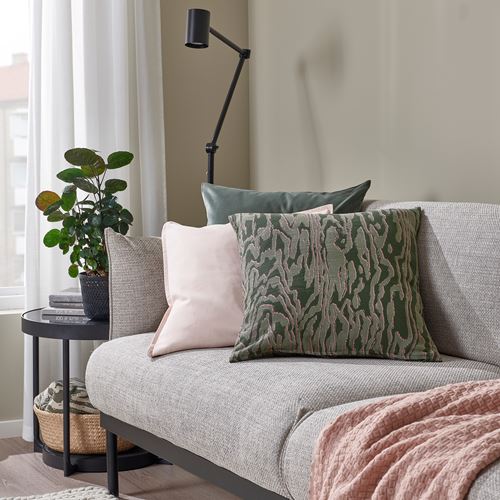 IKEA - TANDMOTT, lace pillow cover, grey-green-pink, 50x50 cm