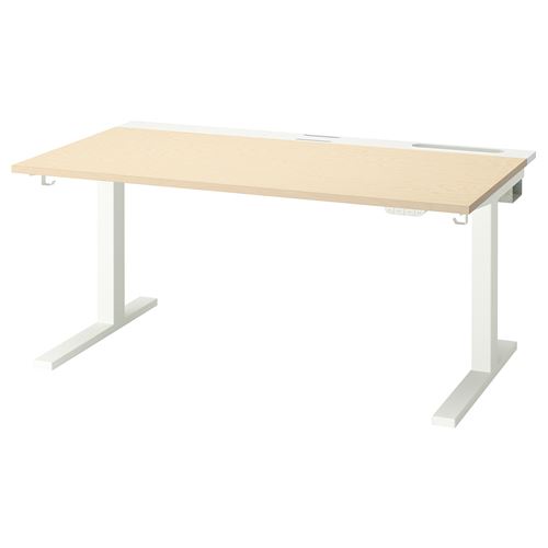 IKEA - MITTZON, height adjustable desk, birch veneer-white, 140x80 cm