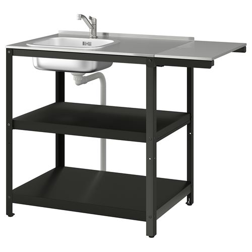 IKEA - GRILLSKAR, dış mekan lavabo ünitesi, paslanmaz çelik-siyah, 93/116x61 cm