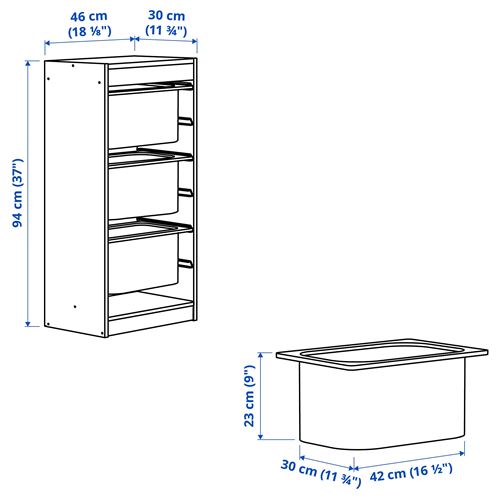 IKEA - TROFAST, storage-unit, white/red, 46x30x94 cm