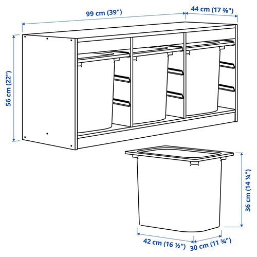 IKEA - TROFAST, saklama ünitesi, beyaz, 99x44x56 cm