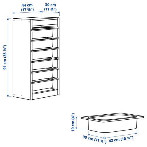 IKEA - TROFAST, storage-unit, pine grey-blue/light green-grey, 44x30x91 cm