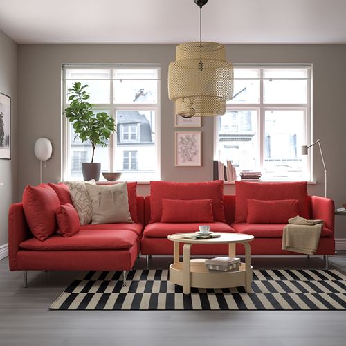 IKEA - SÖDERHAMN, 4-seat corner sofa, tonerud red