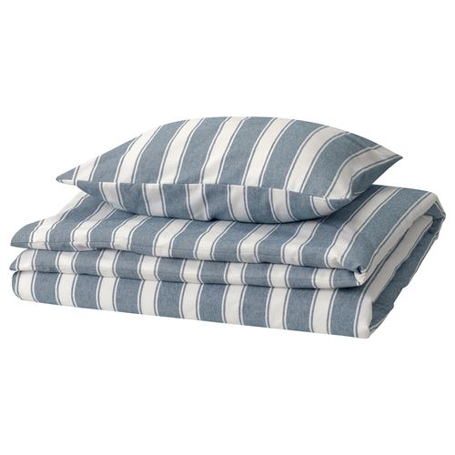 IKEA - STRUTBRAKEN, single duvet cover sets, blue-white, 150x200/50x60 cm