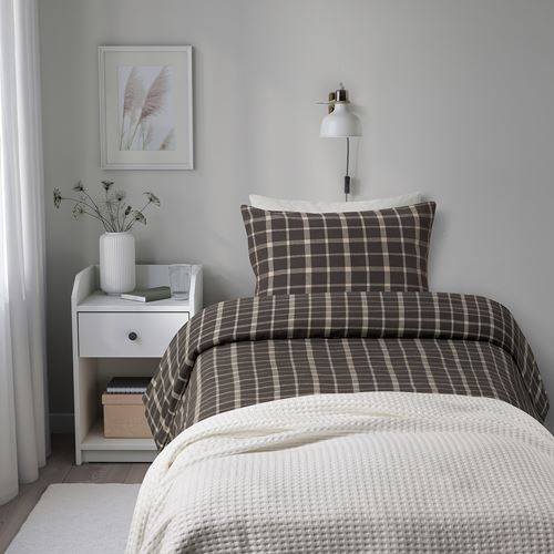 IKEA - STRUTBRAKEN, single duvet cover sets, grey, 150x200/50x60 cm