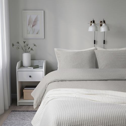 IKEA - STRUTBRAKEN, double quilt cover and 2 pillowcases, grey, 240x220/50x60 cm