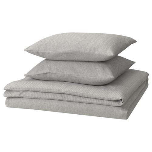 IKEA - STRUTBRAKEN, double quilt cover and 2 pillowcases, grey, 240x220/50x60 cm