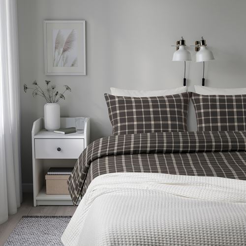 IKEA - STRUTBRAKEN, double quilt cover and 2 pillowcases, grey, 240x220/50x60 cm