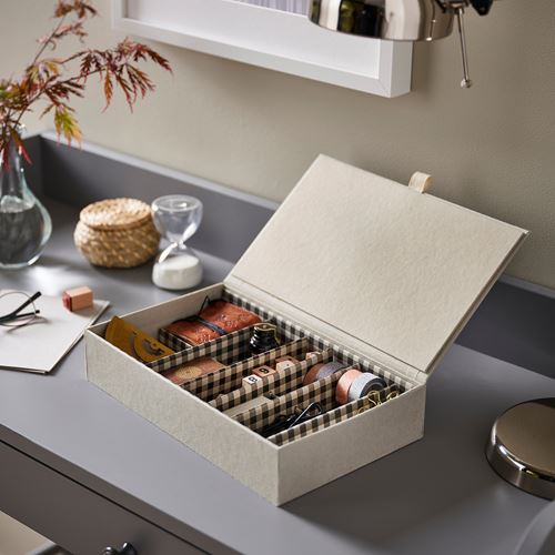 IKEA - RAGODLING, box with compartments, beige, 30x18x6 cm