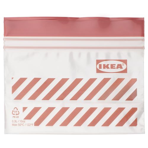 IKEA - ISTAD, resealable bag, striped-red brown, 0.3 l