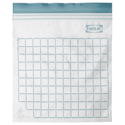 IKEA - ISTAD, resealable bag, check pattern-grey blue, 1 l