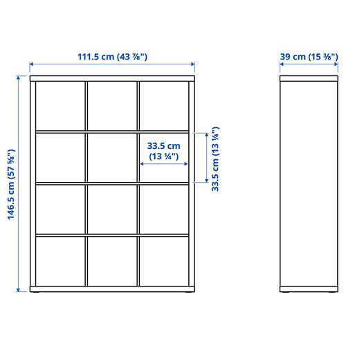 IKEA - KALLAX, Open Shelving Unit, blackbrown, 112x147 cm