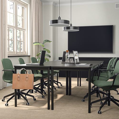 IKEA - LANGFJALL, office chair, gunnared green-black, with armrests