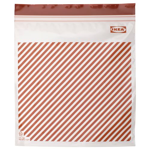 IKEA - ISTAD, resealable bag, striped-red brown, 2.5 l