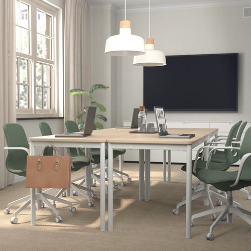 IKEA - LANGFJALL, office chair, Gunnared green-white, with armrests