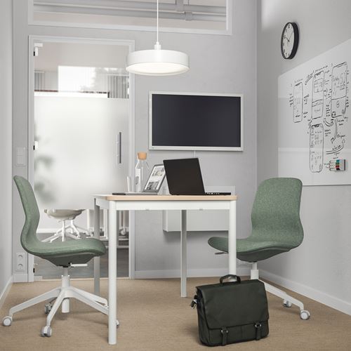 IKEA - LANGFJALL, office chair, Gunnared green-white, armless