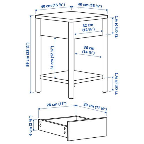 IKEA - TONSTAD, bedside table, off white, 40x40x59 cm