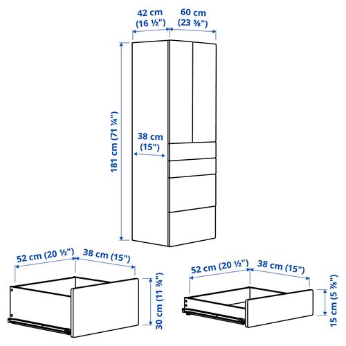 IKEA - SMASTAD, children's wardrobe, white/birch, 60x42x181 cm