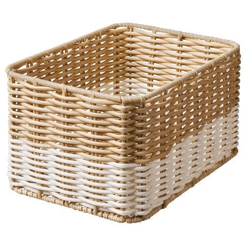 IKEA - DJURTRANARE, basket, beige-white, 18x25x14 cm