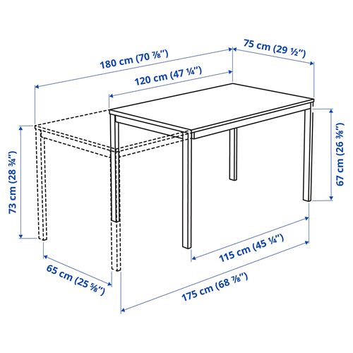 IKEA - VANGSTA, açılır yemek masası, beyaz, 4-6 kişilik