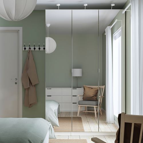 IKEA - PAX/AHEIM, PAX gardırop, beyaz-aynalı cam, 150x60x236 cm