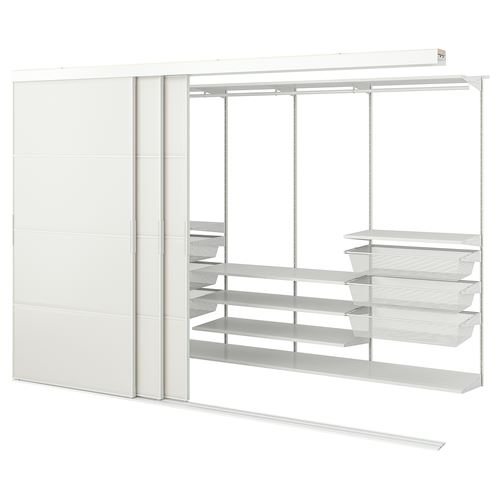 IKEA - SKYTTA/BOAXEL, sürgülü kapaklı gömme dolap, beyaz, 301x115x205 cm