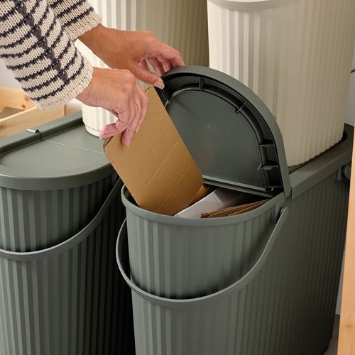 IKEA - DAMMANG, waste bin, grey-green, 48 l