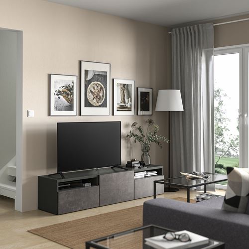 IKEA - BESTA, tv bench, dark grey, 180x42x39 cm