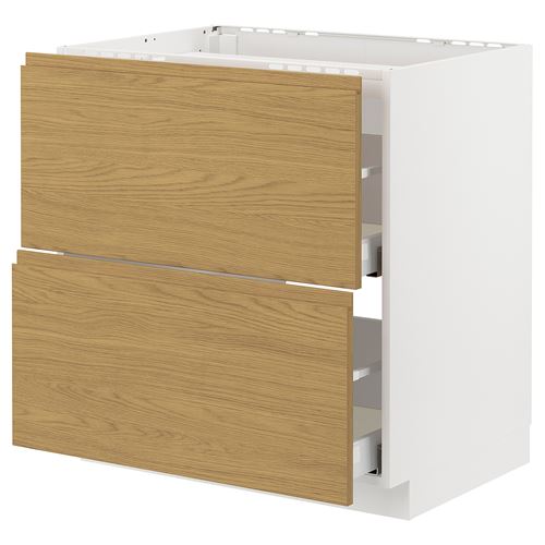 IKEA - METOD/MAXIMERA, cabinet for hob, VOXTORP oak effect, 80x60 cm