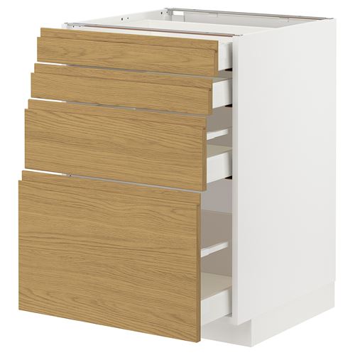 IKEA - METOD/MAXIMERA, base cabinet with drawers, VOXTORP oak effect, 60x60 cm