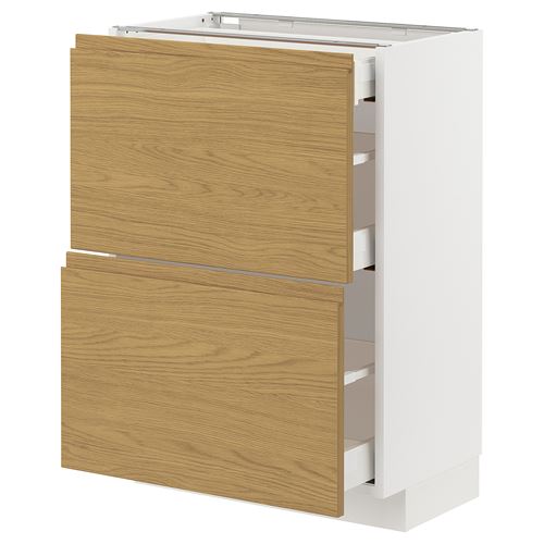 IKEA - METOD/MAXIMERA, base cabinet with drawers, VOXTORP oak effect, 60x37 cm