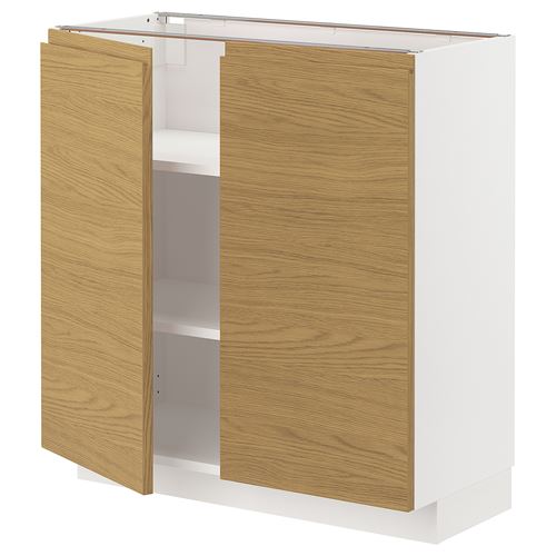 IKEA - METOD, base cabinet with doors, VOXTORP oak effect, 80x37 cm