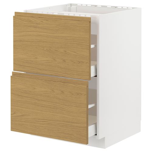 IKEA - METOD/MAXIMERA, cabinet for hob, VOXTORP oak effect, 60x60 cm