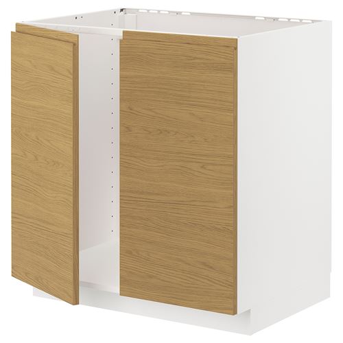 IKEA - METOD, sink cabinet, VOXTORP oak effect, 80x60 cm