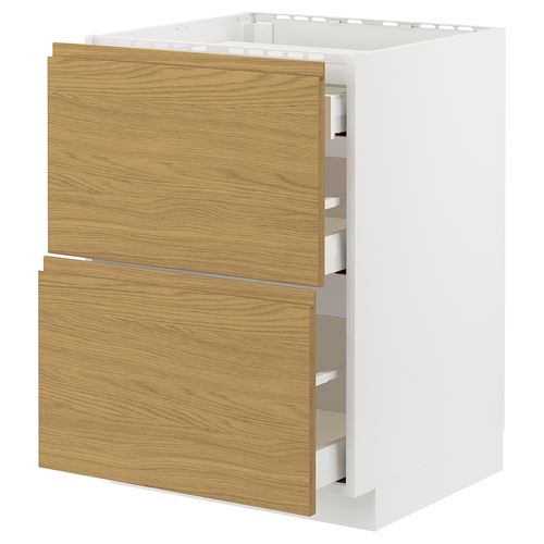 IKEA - METOD/MAXIMERA, cabinet for hob, VOXTORP oak effect, 60x60 cm