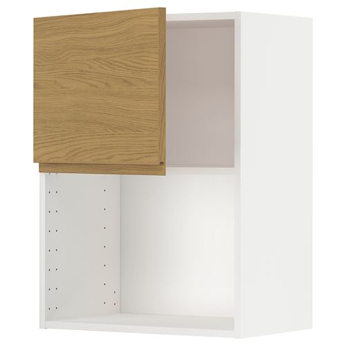 IKEA - METOD, wall cabinet for microwave oven, VOXTORP oak effect, 60x80 cm