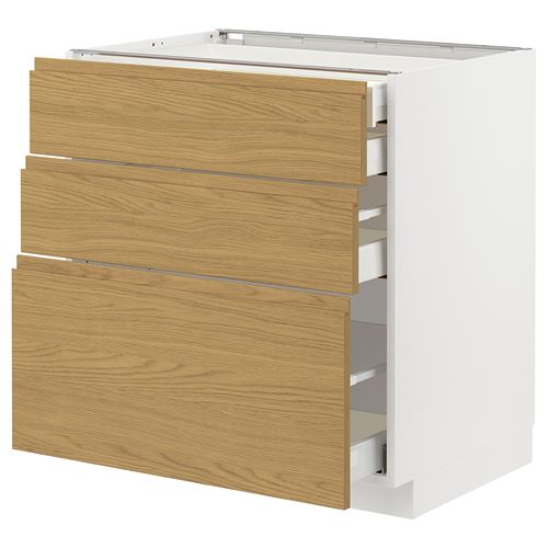 IKEA - METOD/MAXIMERA, base cabinet with drawers, VOXTORP oak effect, 80x60 cm