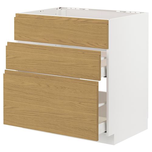 IKEA - METOD/MAXIMERA, sink cabinet, VOXTORP oak effect, 80x60 cm