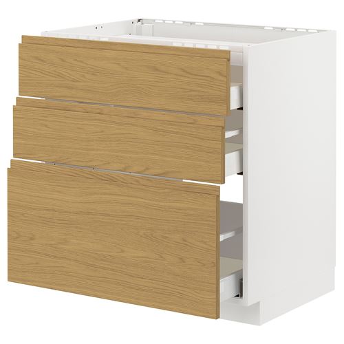 IKEA - METOD/MAXIMERA, cabinet for hob, VOXTORP oak effect, 80x60 cm