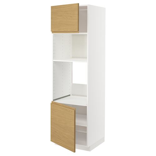 IKEA - METOD, oven-microwave owen cabinet, VOXTORP oak effect, 60x60x200 cm