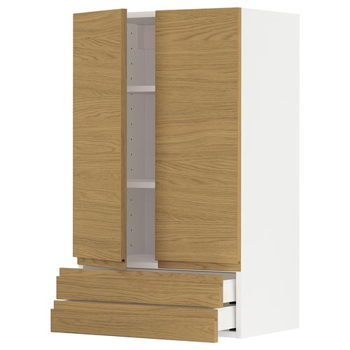 IKEA - METOD/MAXIMERA, kitchen wall cabinet, VOXTORP oak effect, 60x100 cm